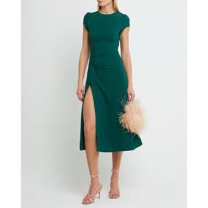 O.p.t Quinn Forrest Green Old Money Vintage Inspired Midi Dress Small